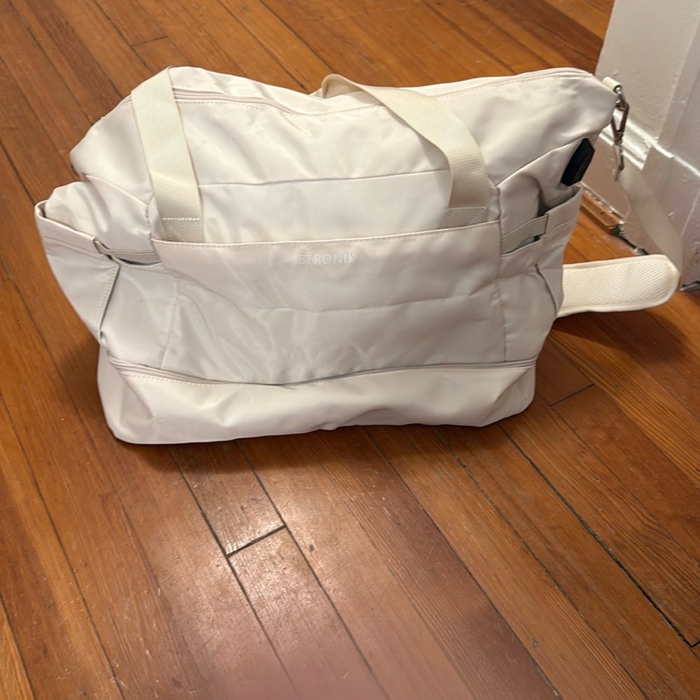 Large Cream Tote Weekender Bag